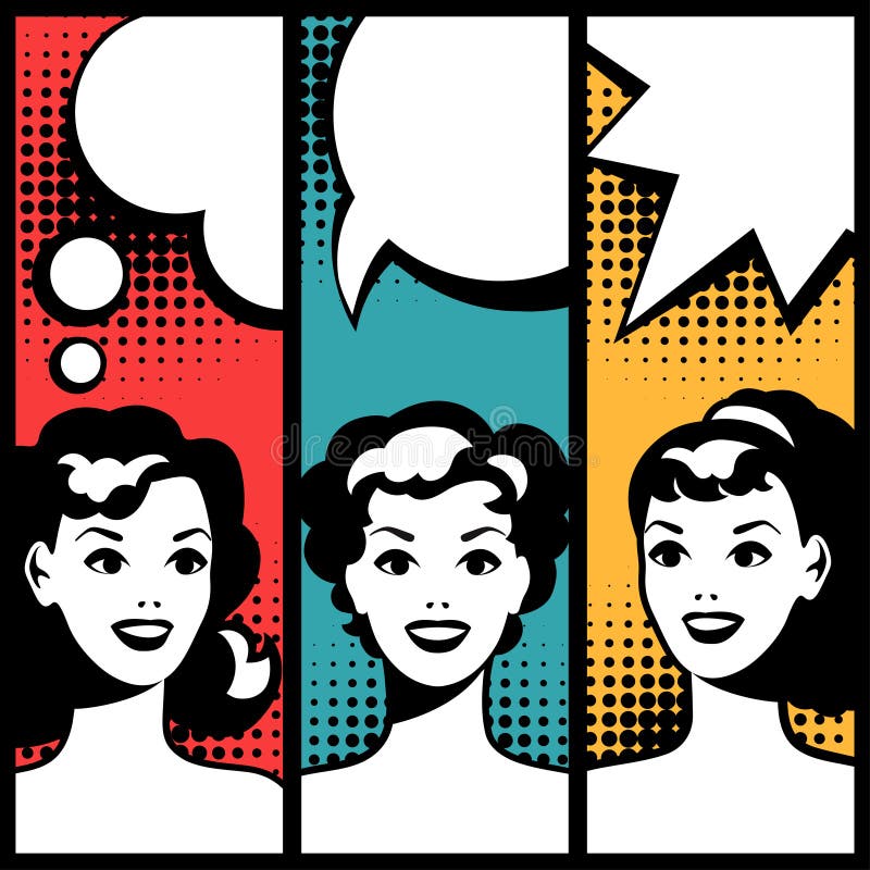 Illustration of Girl in Style Pop Art Stock Vector Illustration of