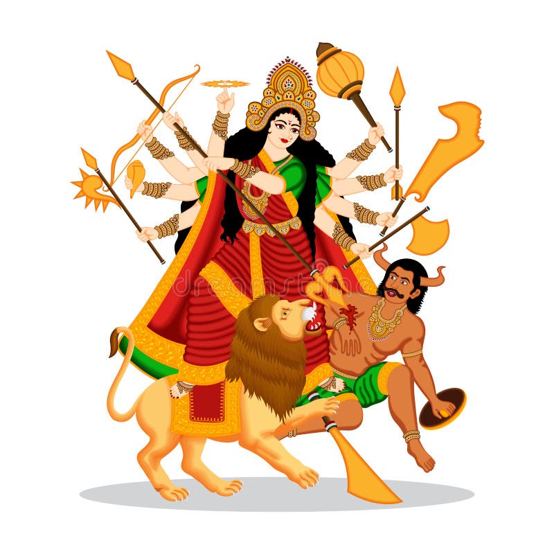 Illustration of Goddess Durga in Happy Durga Puja and Shubh Navratri ...