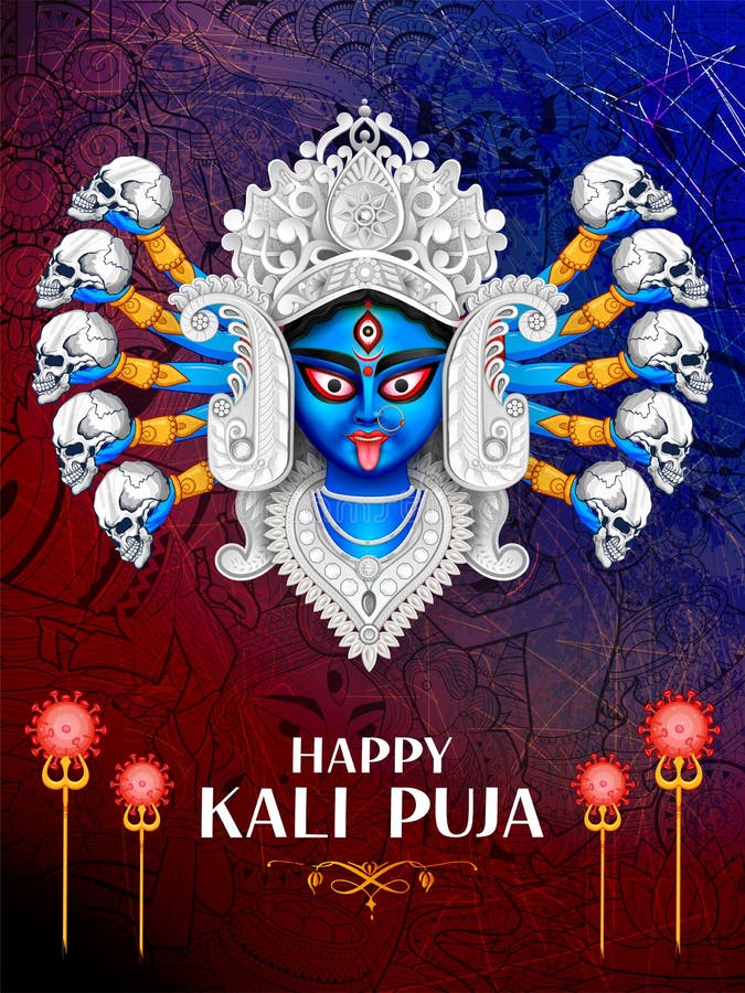 Goddess Kali Maa on Diwali Kali Pooja Background of India Festival Stock  Illustration - Illustration of mata, greeting: 201289656