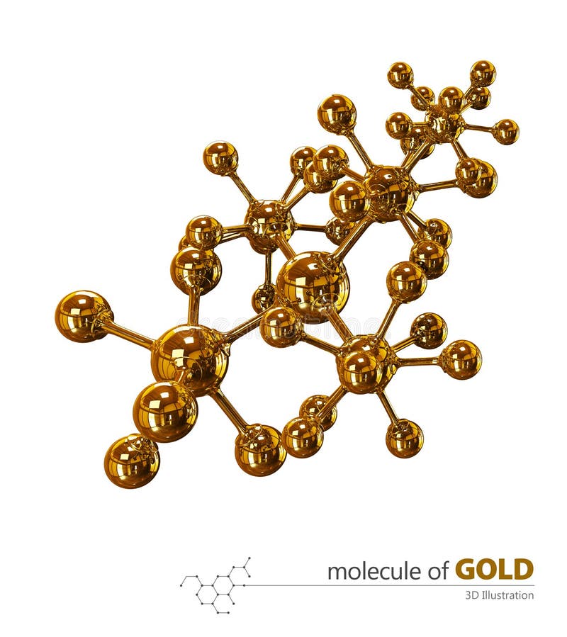 Illustration of Gold Molecule Isolated White Background Stock Photo