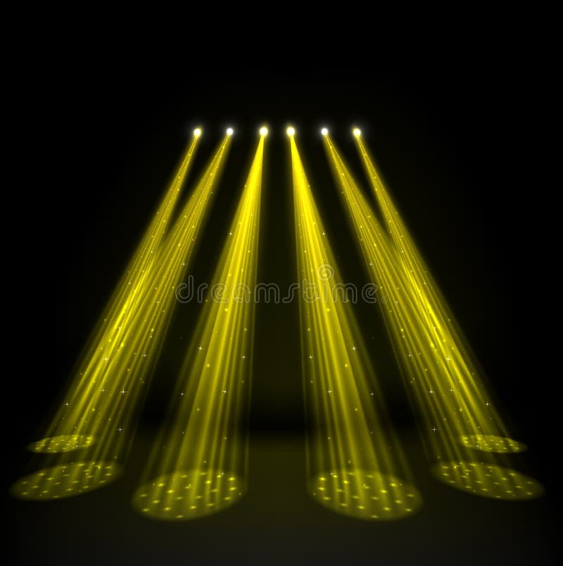 Gold Spotlights on Dark Background Stock Vector Illustration of