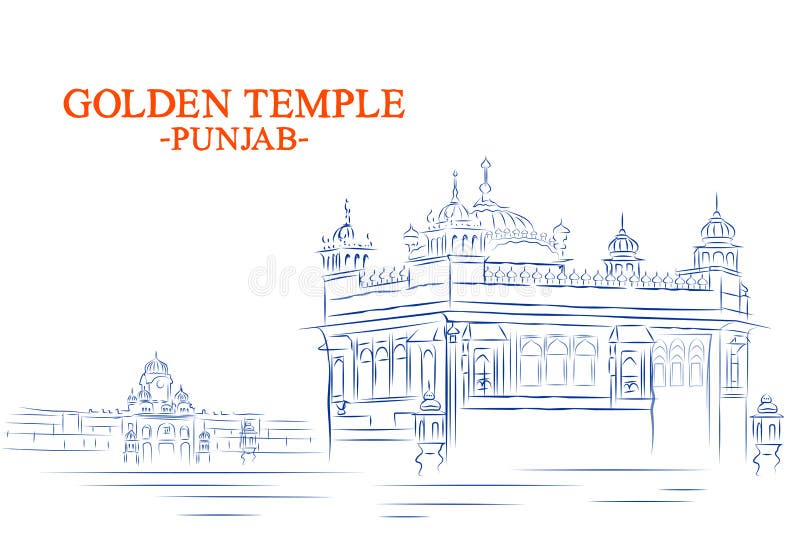 illustration of Golden Temple Harmandir Sahiba a gurdwara in the city of Amritsar, Punjab, India