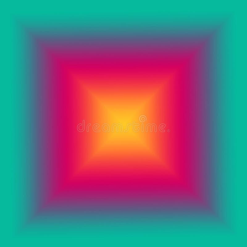 Illustration of Gradient Magenta and Yellow Pyramid with Blue Green Square Frame vector illustration