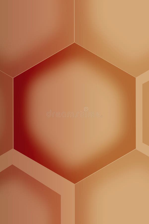 Illustration of gradient mocha brown 3D hexagon shape pattern stock illustration