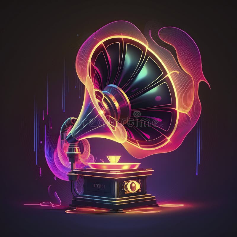 Illustration, gramophone, generative ai vector illustration