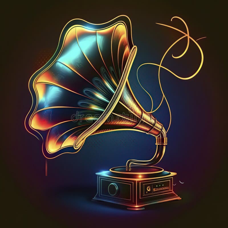 Illustration, gramophone, generative ai stock illustration