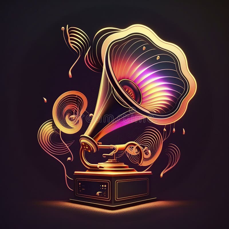 Illustration, gramophone, generative ai royalty free illustration