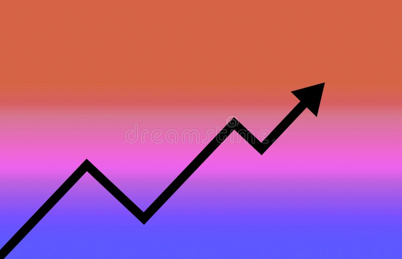 Graph with Black Arrow on Gradient Red and Blue Backdrop Stock