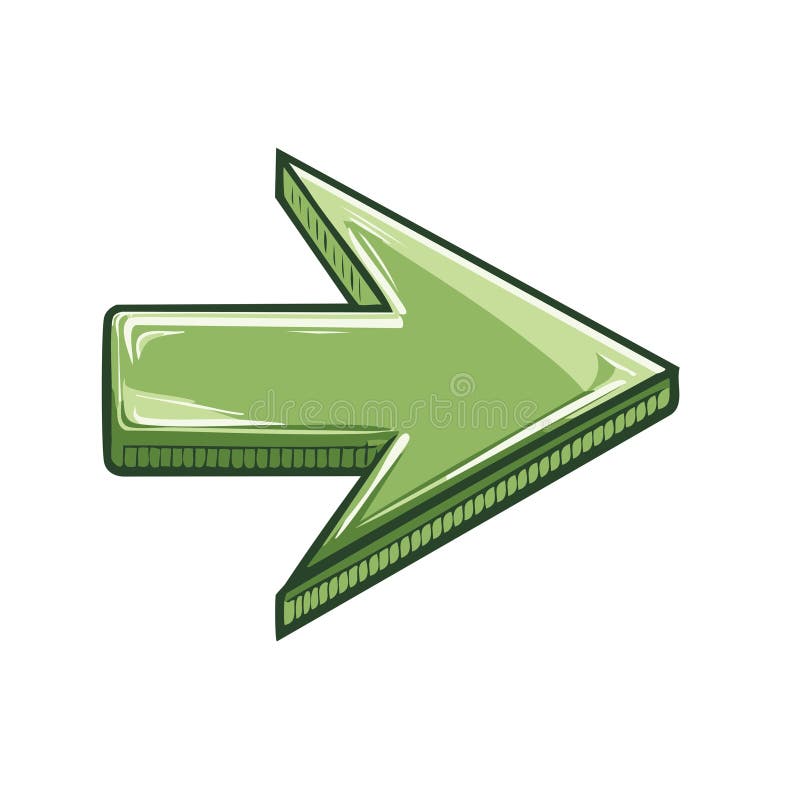 Illustration of a Green Arrow Pointing to the Right stock illustration