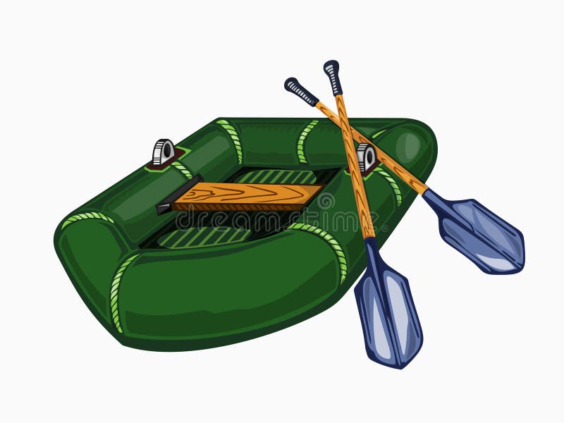 Inflatable boat and oars stock illustration. Illustration of computer