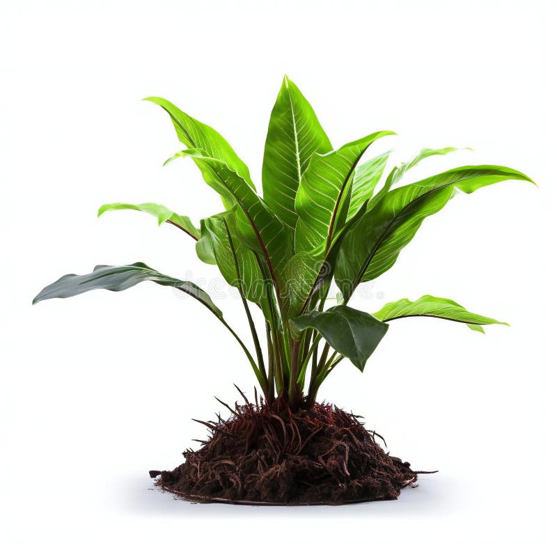Plant with Roots Isolated on White Background Stock Illustration