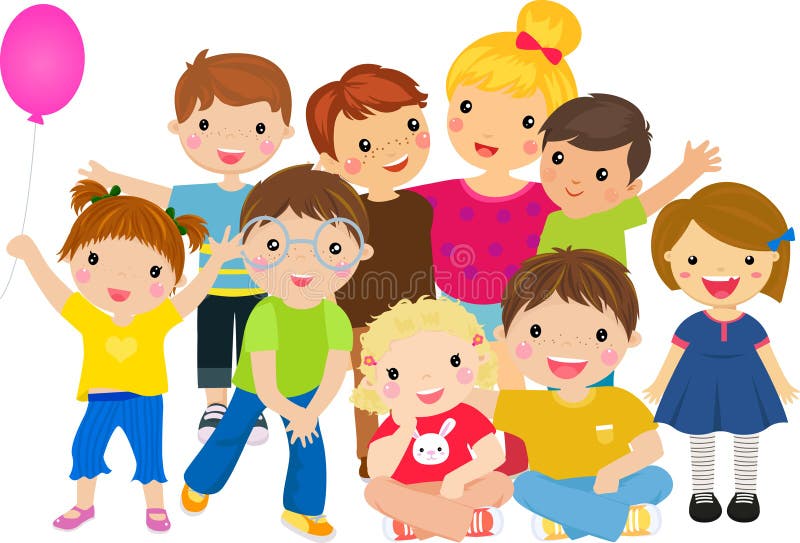 Group of happy children playing royalty free illustration