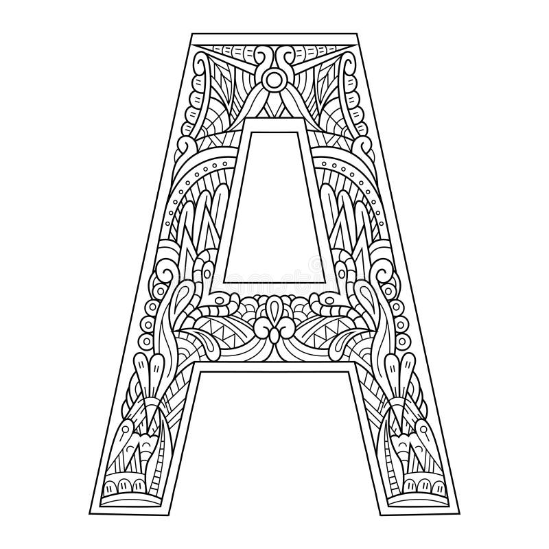 Hand Drawn of Aphabet Letter a in Zentangle Style Stock Vector ...