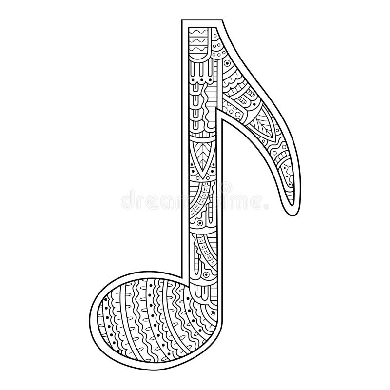 Hand Drawn of Musical Notes in Zentangle Style Stock Vector Illustration of music, shape