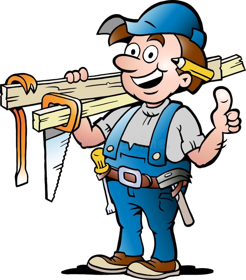 Illustration of an Happy Carpenter Handyman