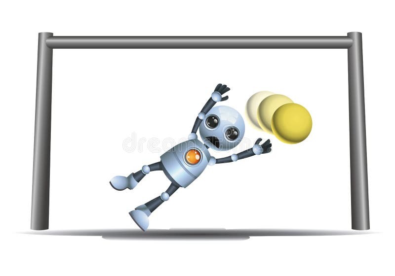 Little robot goal keeper stock illustration