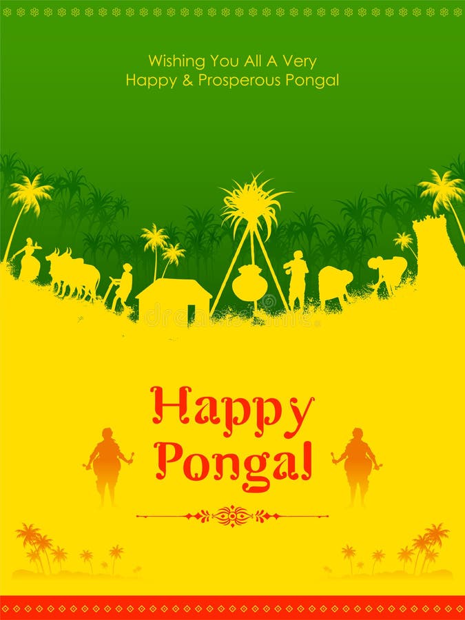 Happy Pongal Holiday Harvest Festival of Tamil Nadu South India Greeting  Background Stock Vector - Illustration of agriculture, indian: 167327777