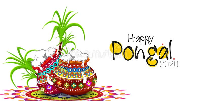 Illustration of Happy Pongal Holiday with Traditional Pot and ...