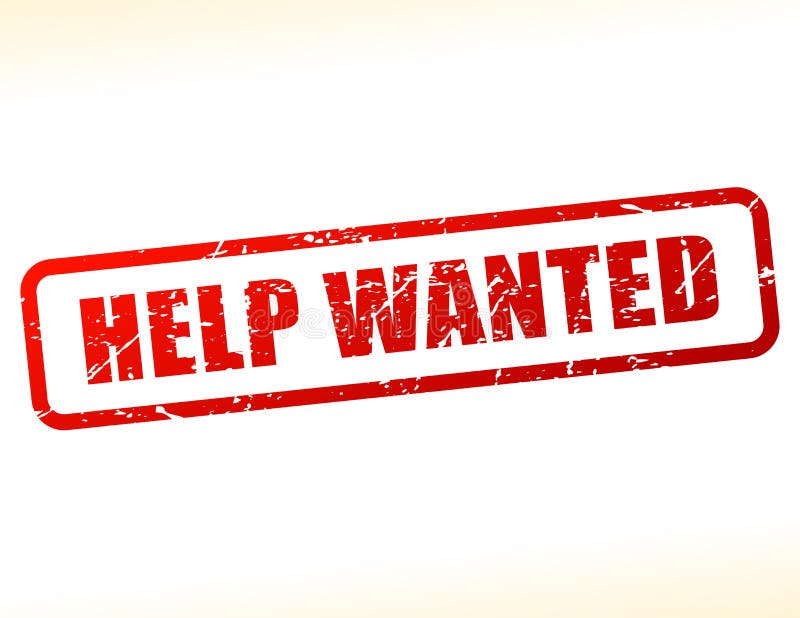 Help wanted text stamp stock illustration