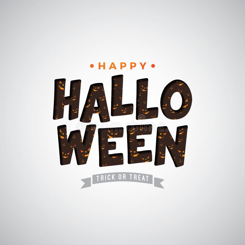 Illustration heureuse de vecteur de Halloween avec le lettrage de typographie sur le fond blanc Conception de vacances pour la ca