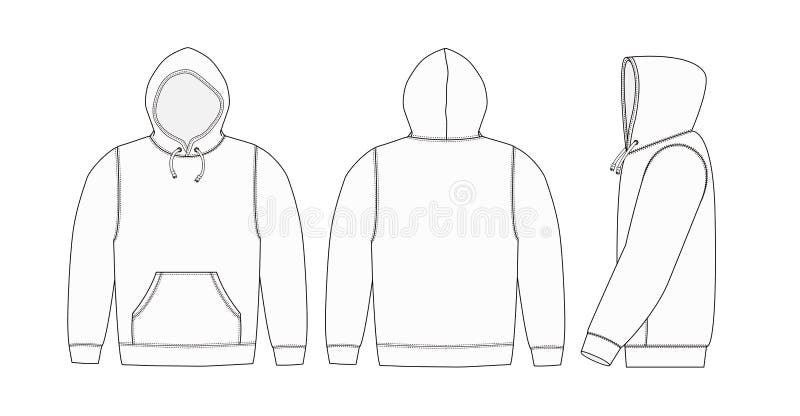 Download Illustration Of Hoodie Hooded Sweatshirt With Side View White Stock Vector Illustration Of Drawing Parka 160277087