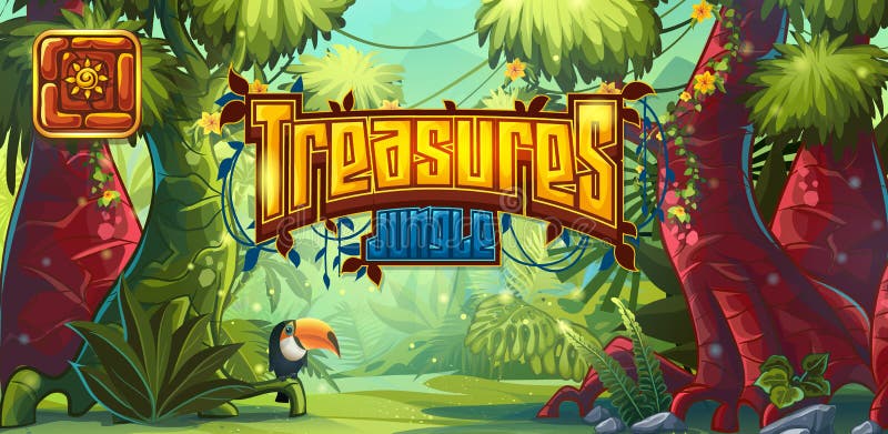 Illustration of horizontal banner and icon for the computer game royalty free illustration