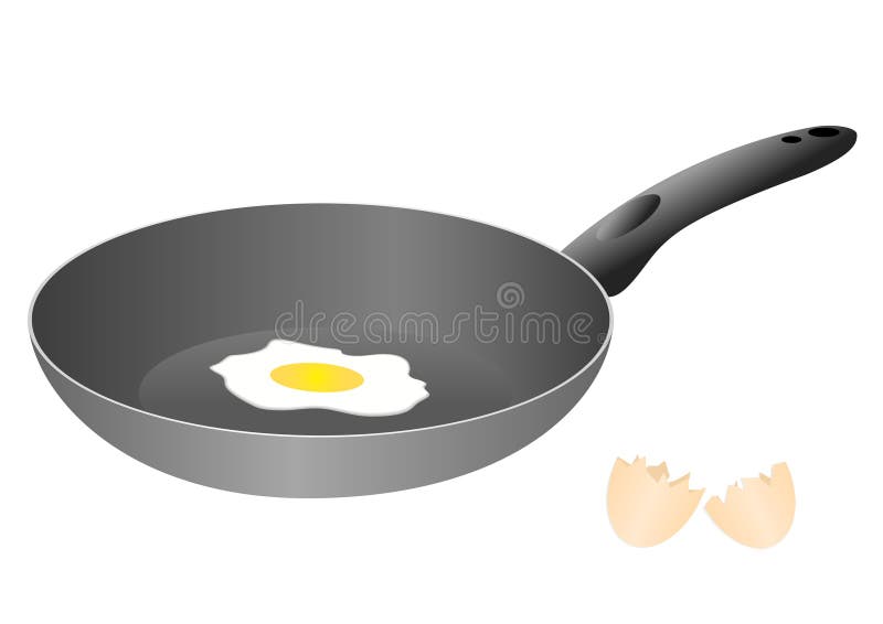 Illustration of a hotpan and a egg