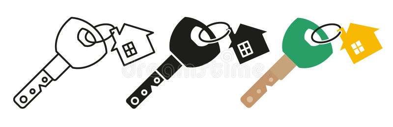 Illustration of a house key ring. Modern door keys isolated on a colored background. EPS 10. Removals symbol vectors