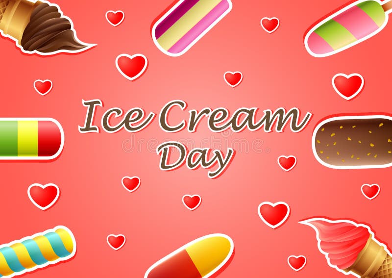 Ice cream day background stock vector. Illustration of cream 128659637