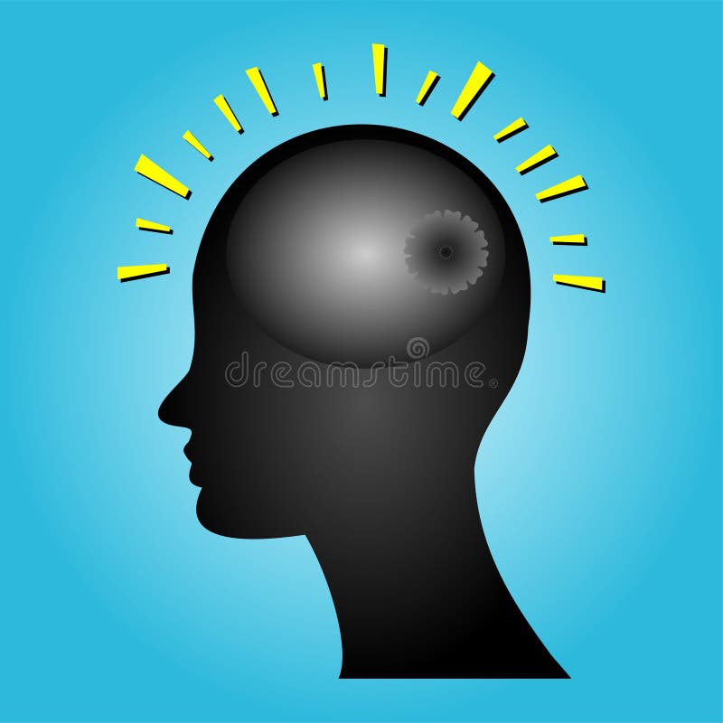 Illustration of idea with human head stock illustration