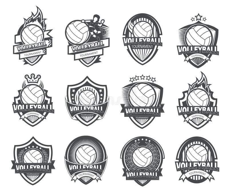 Illustration of Black and White Volleyball Logo Set Stock Vector ...
