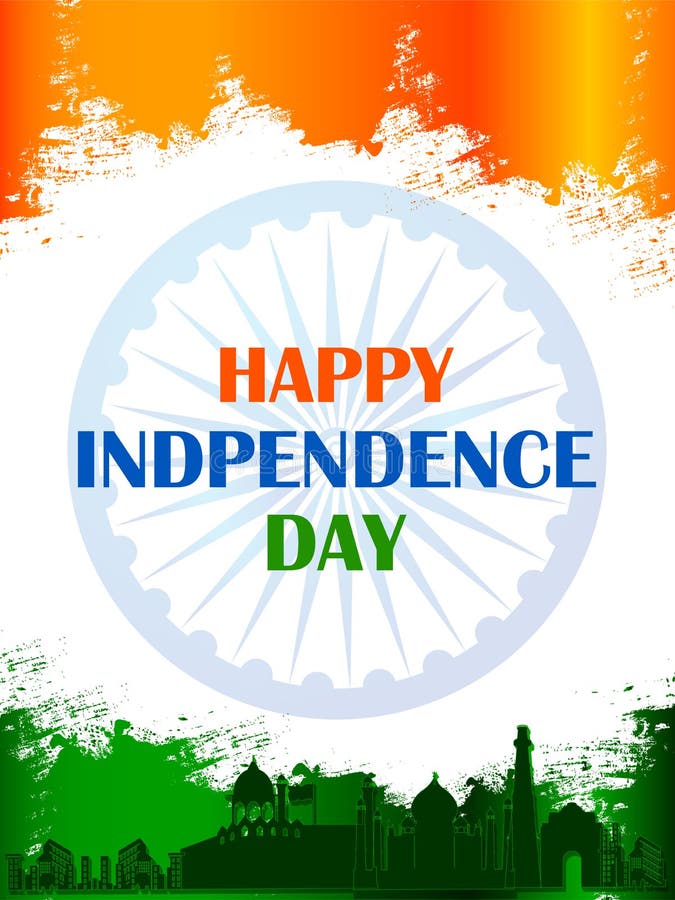 Illustration of Indian Flag on Happy Independence Day of India Background  Stock Image - Image of orange, green: 227330333