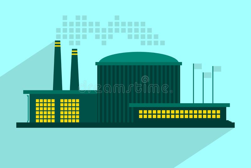 Illustration of Industrial Power Plant in Flat Stock Vector