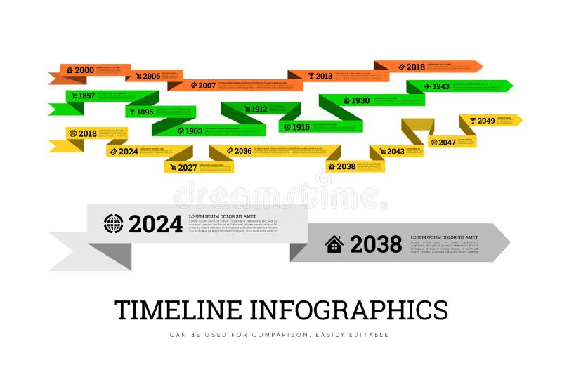 Illustration infographic de vecteur de chronologie avec le ruban Peut être employé pour comparer des activités ou des biographies illustration stock Illustration infographic de vecteur de chronologie avec le ruban Peut être employé pour comparer des activités ou des biographies illustration stock