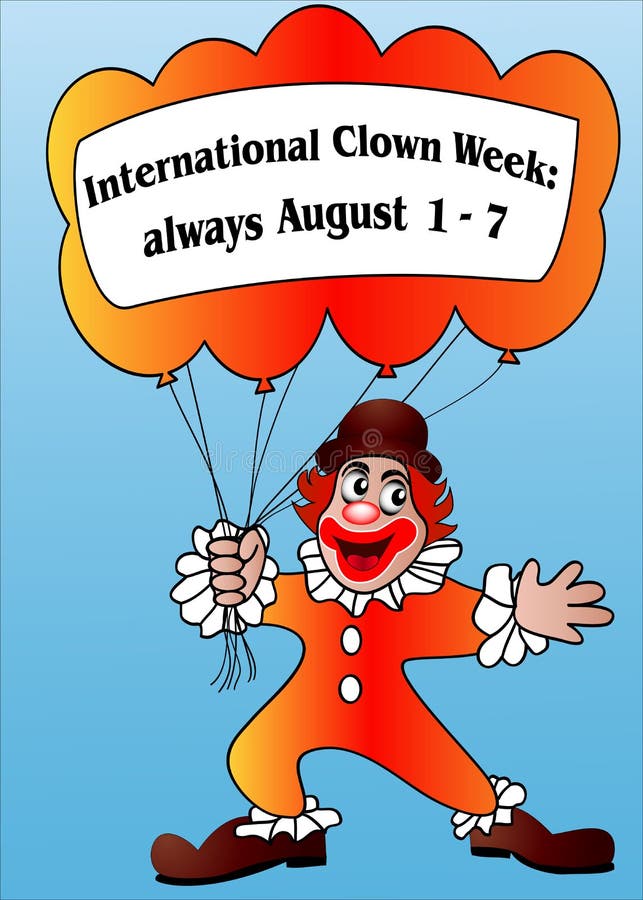 Illustration International Clown Week Clown and Balloons Stock Vector