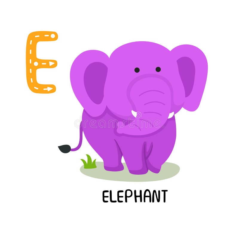 Letter e Elephant. E elephant