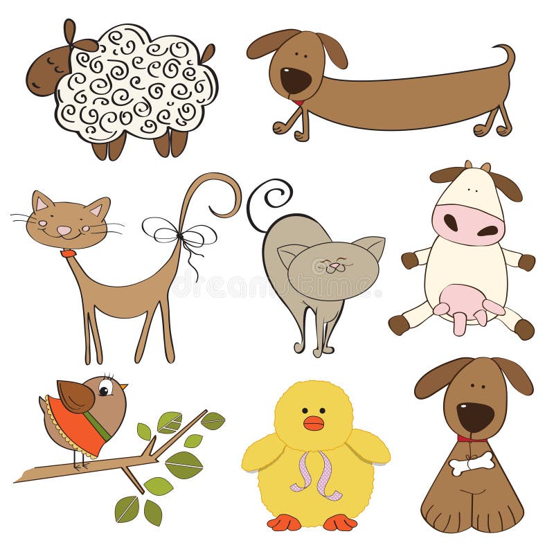 Illustration of isolated farm animals set royalty free illustration