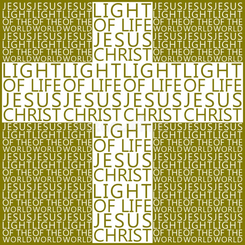 Jesus Light of Life Light of the World Cross in gold and white