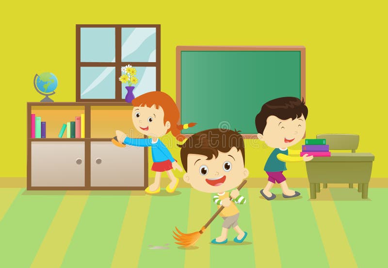 Clean Up Classroom Cartoon