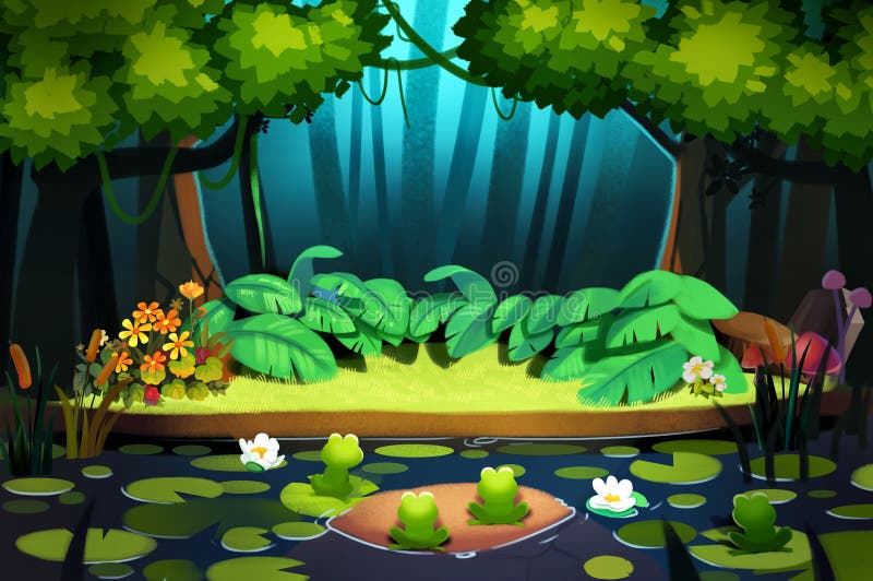 Illustration : La nuit vient dans la forêt illustration stock Illustration : La nuit vient dans la forêt illustration stock