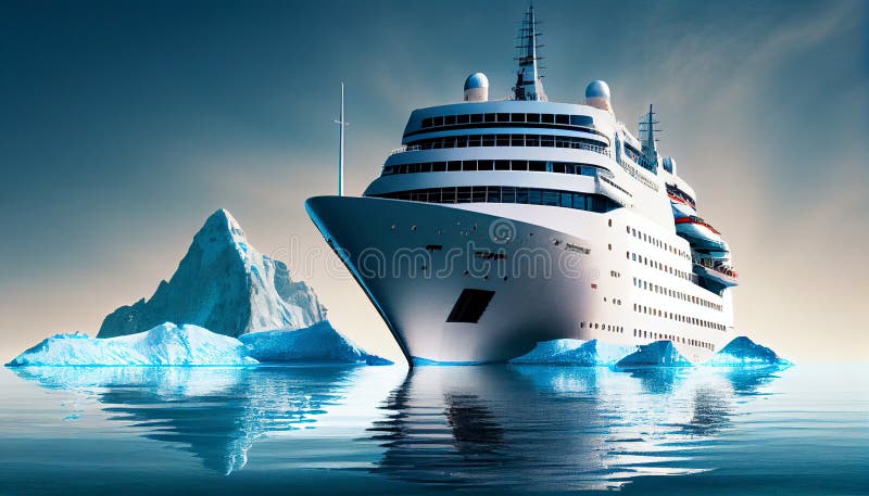 Illustration of a large cruise ship in an exotic destination royalty free illustration