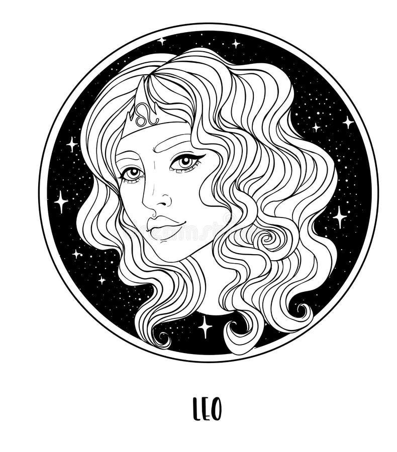 Illustration Of Leo Astrological Sign As A Beautiful Girl. Zodiac ...