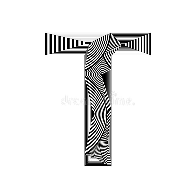 Illustration with the Letter T in Abstract Style, with Lines in Black ...