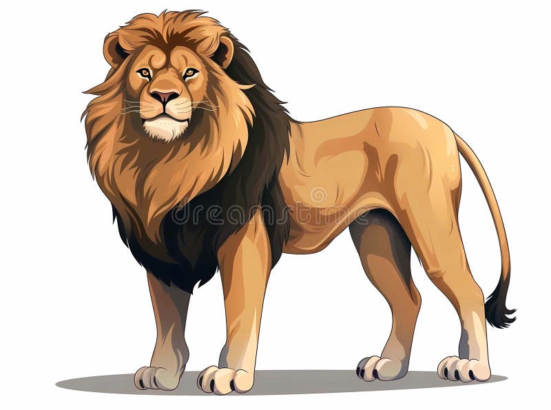 Illustration of a Lion Standing on a White Background, Generative AI ...