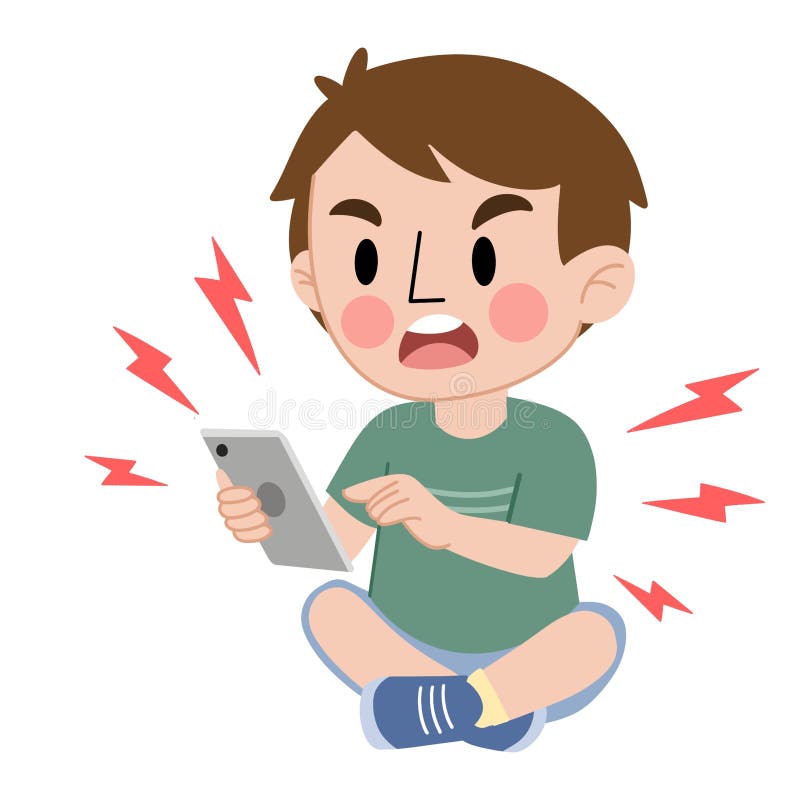 Cute little kids with mobile gadgets playing Vector Image