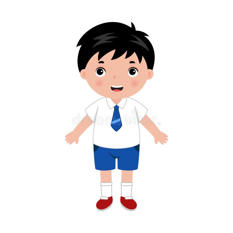 Illustration of Little Boy in School Uniform. Vector. Stock Vector Illustration of clipart