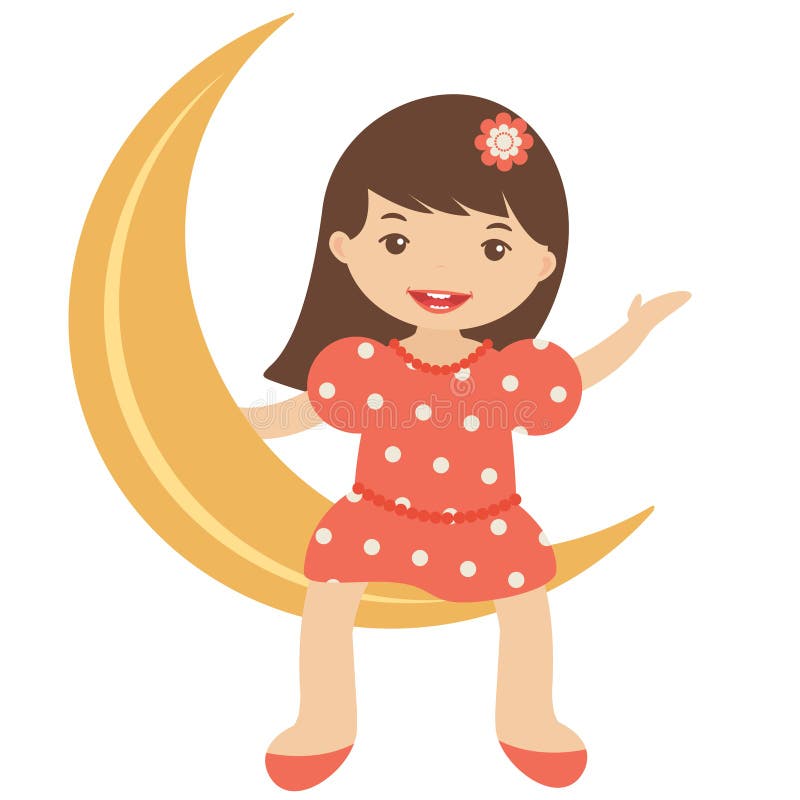 Download Elegant Girl Sitting On The Moon Stock Vector ...