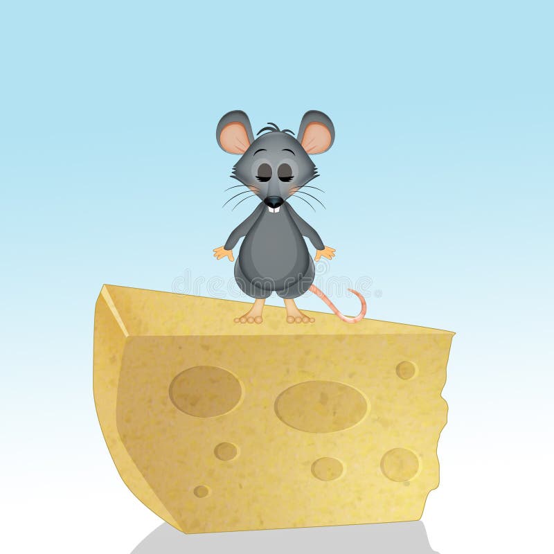 Illustration of Little Mice on Cheese Stock Illustration Illustration