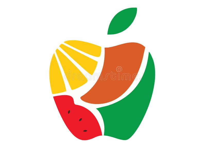 Illustration of a logo of an apple with various fruit elements inside royalty free illustration Illustration of a logo of an apple with various fruit elements inside royalty free illustration