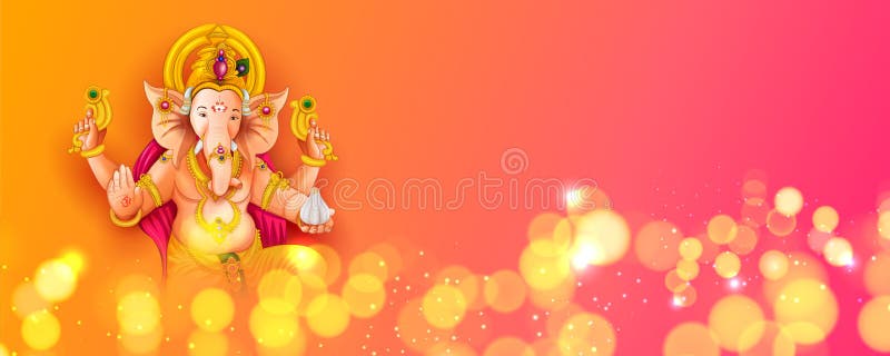 Lord Ganpati Background for Ganesh Chaturthi Festival of India with Message  Meaning My Lord Ganesha Stock Vector - Illustration of ganesh, religious:  228664680